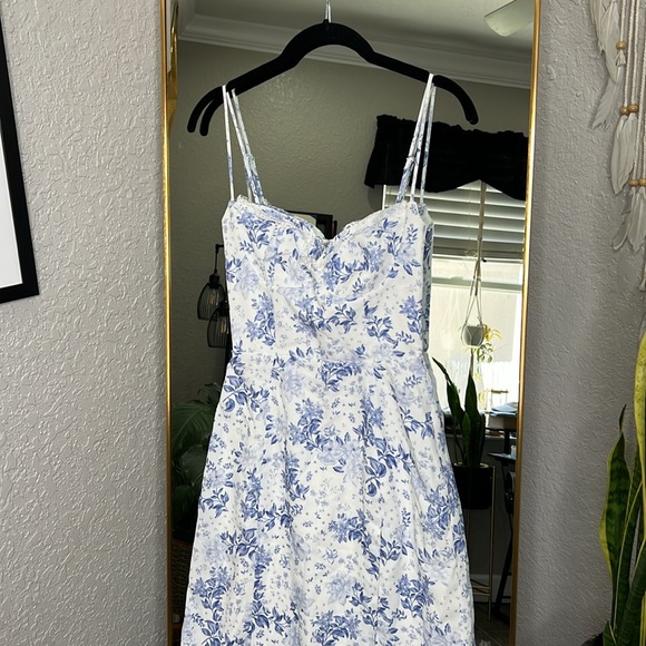 House of CB 'Charlotte' Blue Print Corset Midi Sundress NWOT - Picture 7 of 8